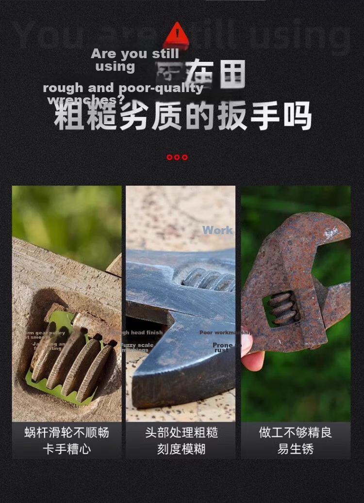 No.1 Factory 8-Inch Adjustable Wrench Set Multi-Functional Large Opening Plastic Coated Adjustable Spanner Tool 1