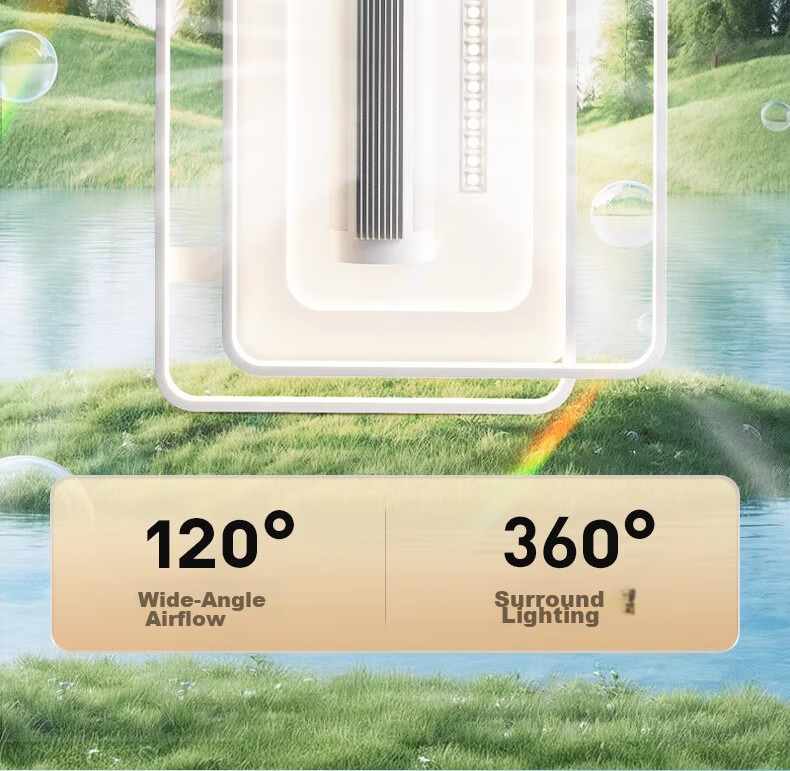 ASUS Lighting AI Voice Smart Bladeless Minimalist Fan Light Round Bedroom Invisible Drum 120° Silent Oscillating Fan Light 10