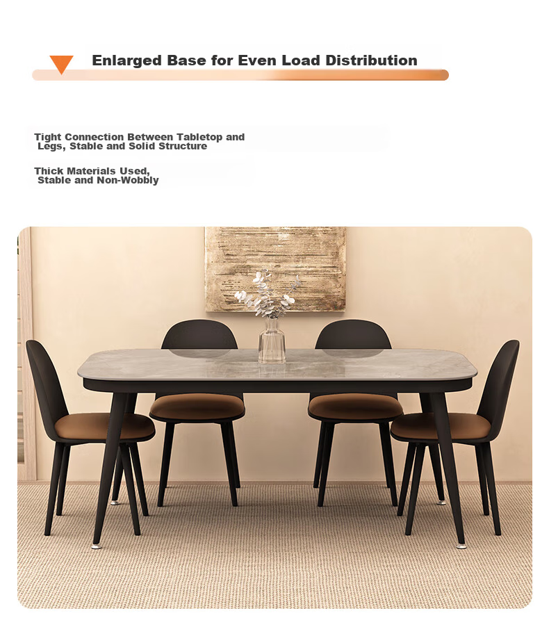 Fanshe Home Dining Table Marble Pattern Simple Small Apartment Rectangular Tempered Glass Dining Table for 4-6 People 12