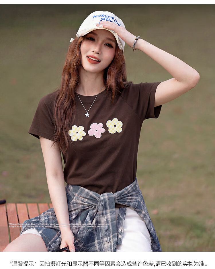 TonLion 2026 Summer New Women's Slim Fit Short Sleeve T-Shirt Fashion Casual High-Grade Versatile Shoulder Top 10