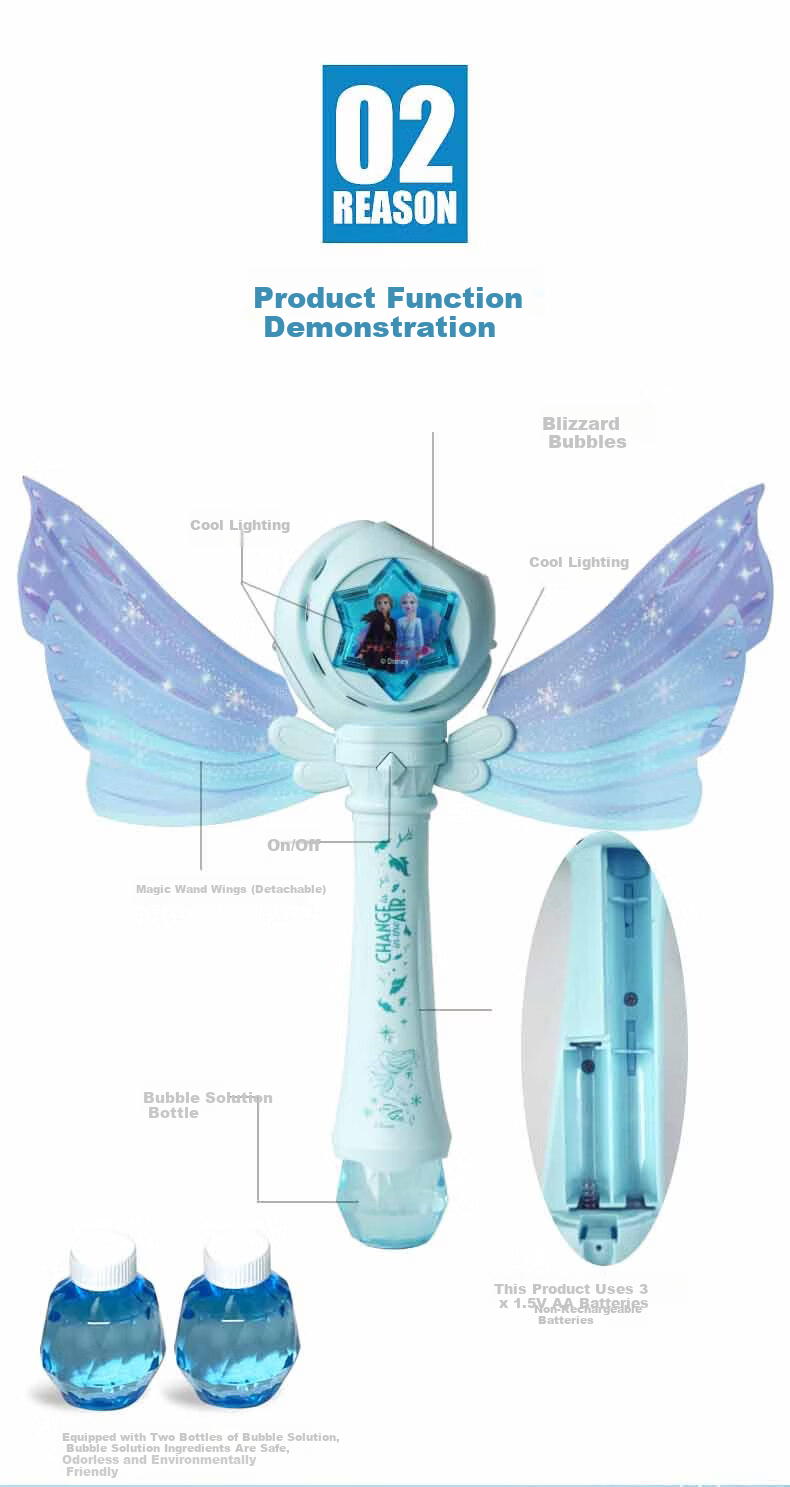 Disney Frozen Star and Moon Bubble Magic Wand Electric Bubble Blower Children's Outdoor Toy Children's Day Gift 3
