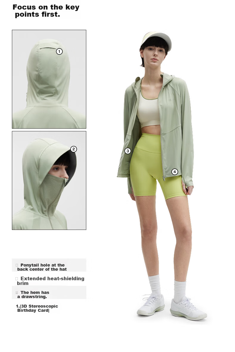 Bananain Liangpi 303UV Pro Women's Moisture-Wicking Quick-Dry Drawstring Hooded Cooling Sun Protection Jacket, Outdoor Skin Coat 1