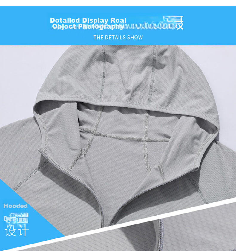 JEEP Men's Sun Protection Shirt, Summer Outdoor Casual Quick-Dry Breathable Top, Skin-Friendly Clothing, Light Gray, Size L 11