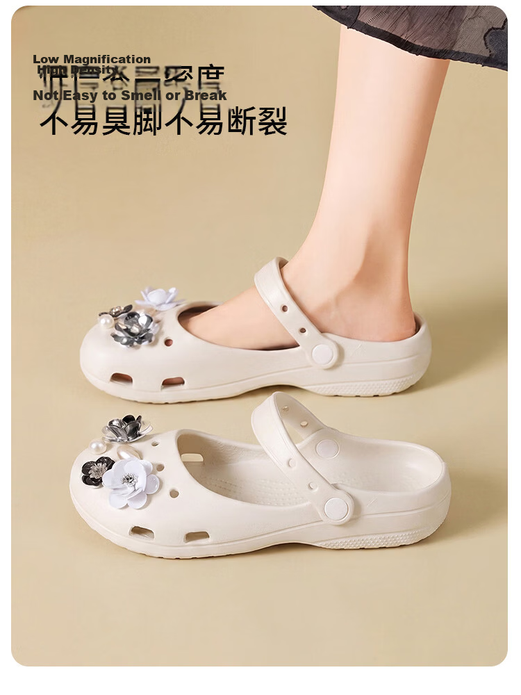 GUOLUOFEI Women's Ballet Clog Summer Non-Slip Outdoor Soft Sole Yoga Mary Jane Beach Sandals White Size 39-40 4