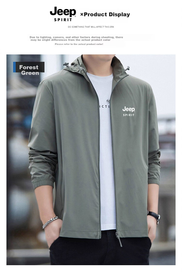 JEEP SPIRIT Men's Summer Ice Silk Lightweight Outdoor UV Protection Sun Jacket Forest Green XL 4