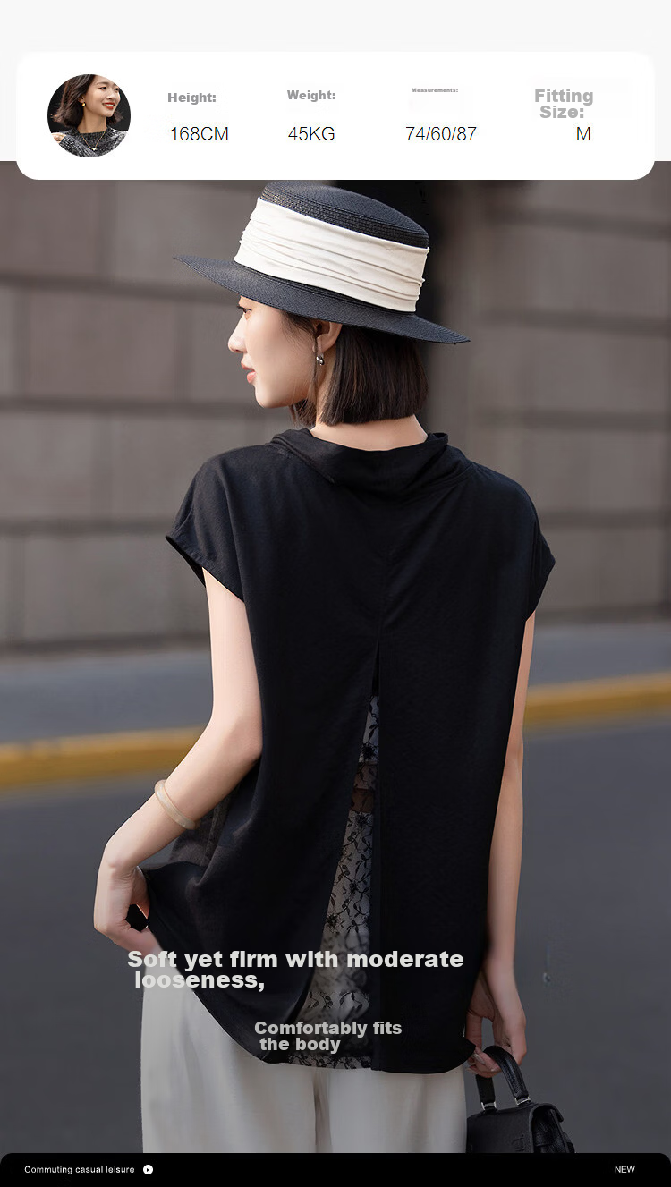 Demana [Comfortism] Summer Elegant Off-Shoulder Lace Splice Slim Fit Short Sleeve T-Shirt for Women Premium Quality 9