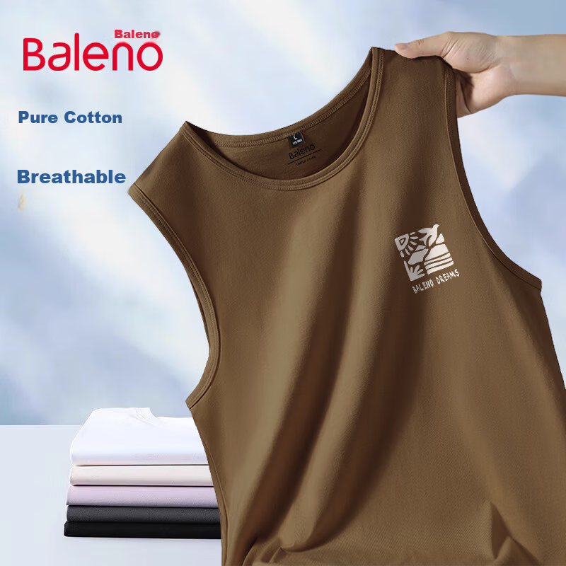 Baleno Men's Cotton Vest Summer Breathable Basic Sports Fitness Sweat-Absorbing Basketball Loose Casual Tank Top