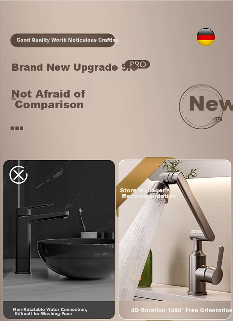Rosecret Stainless Steel Basin Faucet Bathroom Sink Mixer Tap Hot and Cold Water Faucet Germany 7