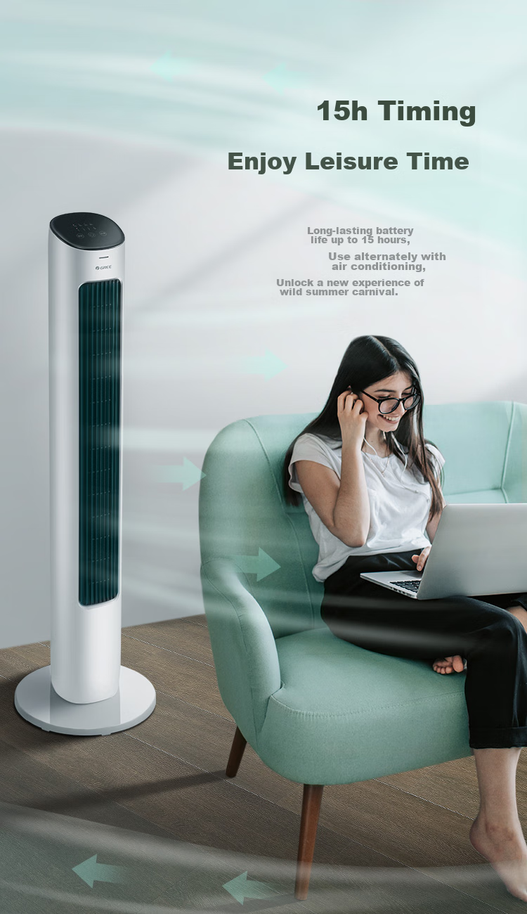 GREE [Soft And Gentle] Smart Timer Scheduling On/Off Tower Fan, Electric Fan, Remote Gentle Wind Bladeless Fan, Oscillating Floor Fan, Baby Fan, Remote Control Tower Fan FL-08X61Bg 5