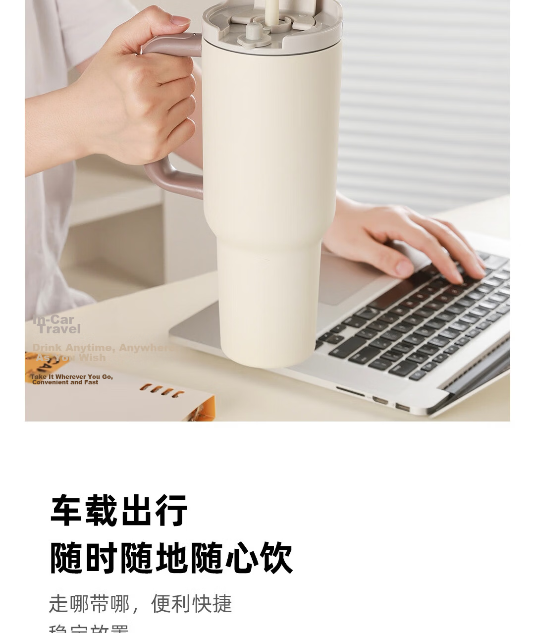 SENSO Large Capacity Straw Cup 316L Stainless Steel Insulated Thermos Bottle White Minimalist Office Gift 1200mL 5
