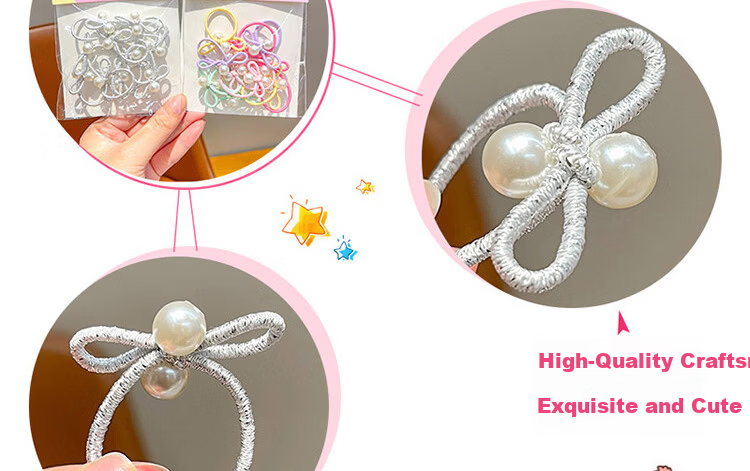 Princess Code Kids Hair Tie Girls High Elasticity Hair Band Baby Rubber Band Hair Rope for High Ponytail and Bun 9