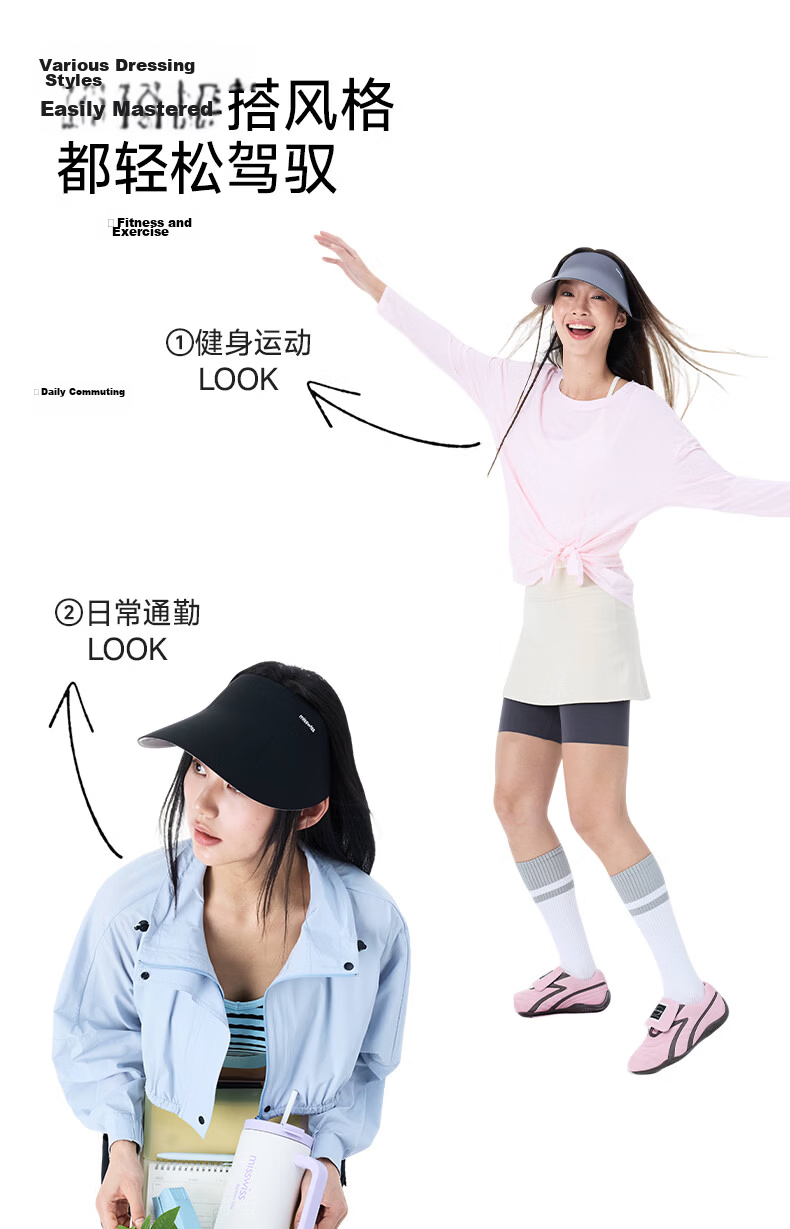 MissWiss Double-Sided Sun Protection Hat for Women Summer Outdoor UV Protection Versatile Sun Hat Goddess Black - Qi Wei Same Style 6