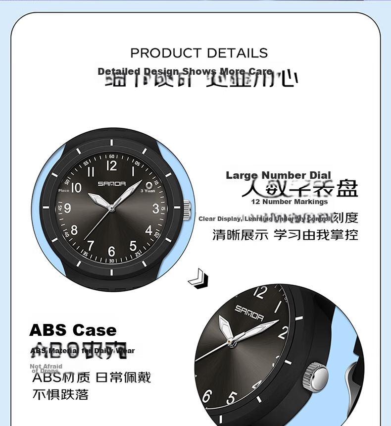 GEORGCOUNT Student Exam Watch for Boys and Girls Waterproof Mechanical Silent Quartz for Middle and High School Students 20