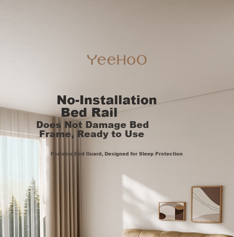 YEEHOO No-Installation Bed Rail Single-Sided Baby Bed Guardrail 1.5m Portable Elevated Side Anti-Fall Crib Rail 1