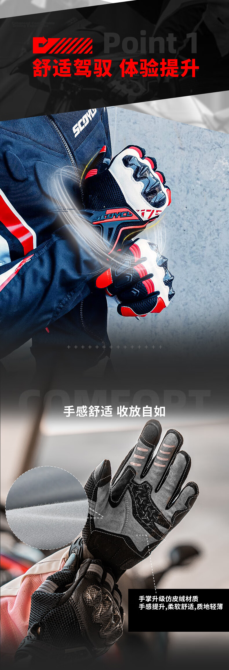 SCOYCO Motorcycle Gloves Summer Anti-Fall Riding Carbon Fiber Full Finger Racing Gloves Breathable Unisex Couple Style 5