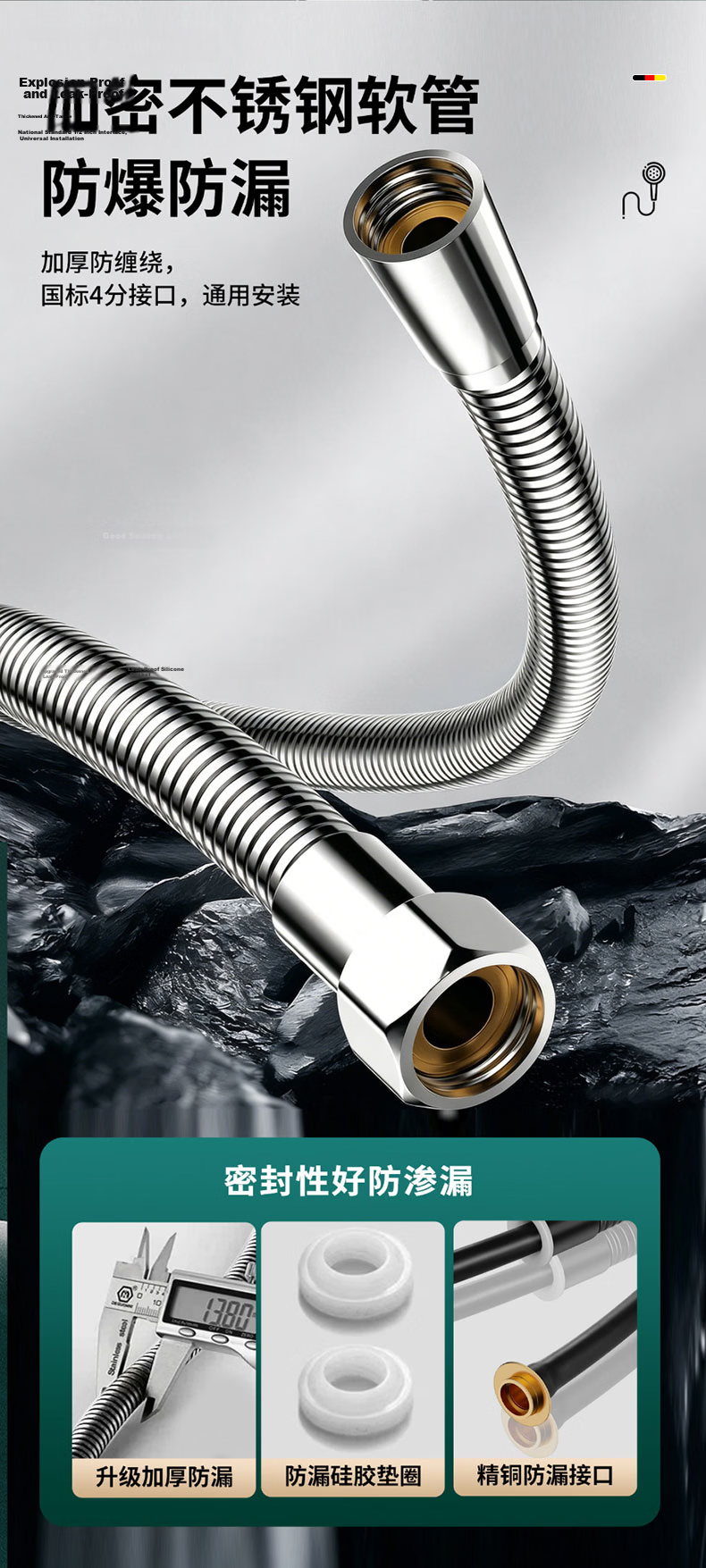HOMK Seiko Shower Set High-Pressure Handheld Shower Head with Hose 15