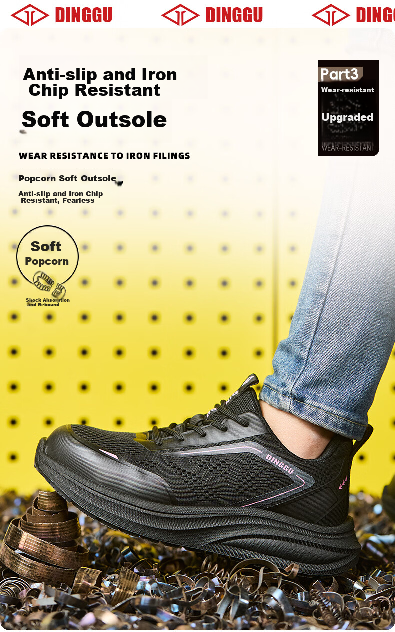 Dinggu Women's Safety Work Shoes Steel Toe Anti-Smash Puncture Lightweight Breathable Non-Slip JD1839Bju38 10