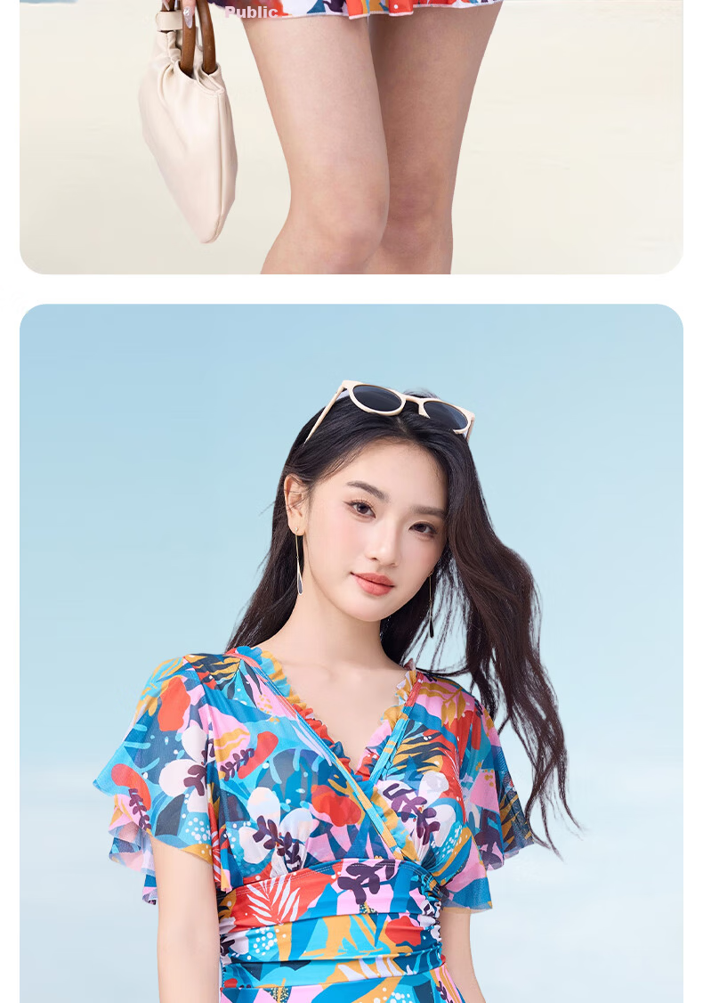 LangSha Women's One-Piece Conservative Swimdress Slimming Beach Skirt Swimsuit Plus Size Bathing Suit for Hot Springs 17