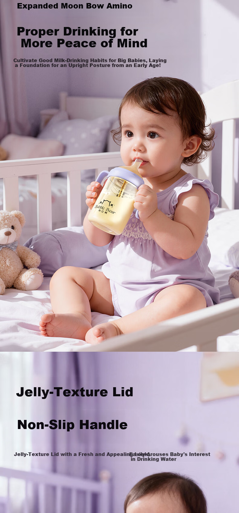 BUBBLE BEAR PPSU Direct Drinking Baby Bottle 6+ Months Anti-Colic Anti-Choking Training Cup Straw Sippy Cup for Babies 3