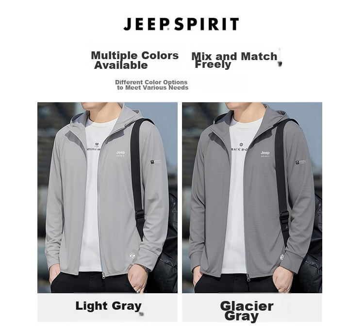 JEEP SPIRIT Father's Day Gift Men's Sunscreen Ice Silk Skin Jacket Breathable Outdoor Fishing Thin Jacket 26
