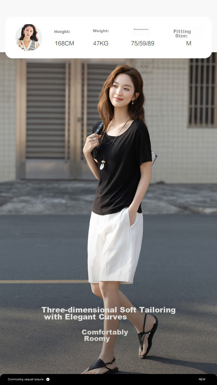 Demana [With Wool and Lyocell] Summer Simple Style Round Neck Hollow Cut Slimming Concealing T-Shirt for Women Premium Feel 12