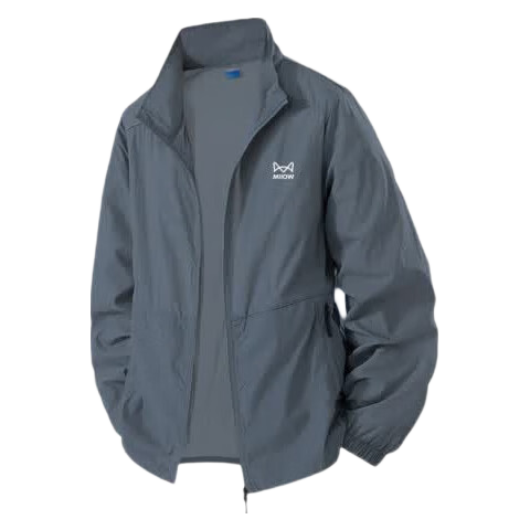Miiow Men's Sunscreen Jacket Summer UV Protection Lightweight Breathable Outdoor Fishing Casual Skin Jacket Light Gray 3XL