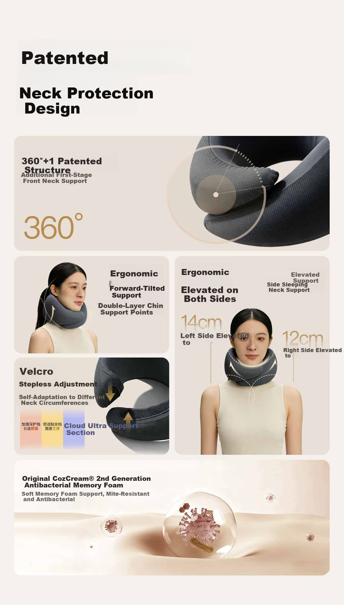 JueQingSong Zero U-Shaped Neck Pillow Travel Pillow Portable U-Shaped Pillow for Airplane and Train Neck Support Sleep Pillow 5