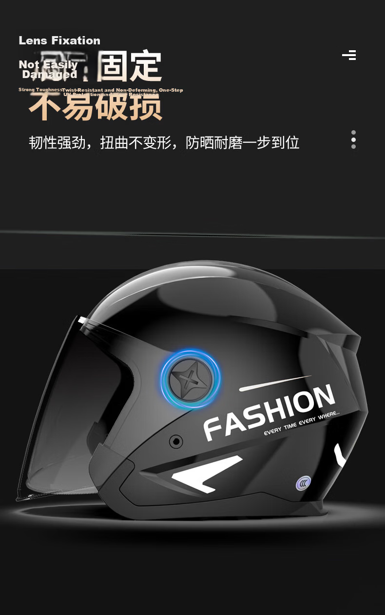 Adandyish Y816 Spring Autumn Winter Warm Half Helmet New National Standard 3C Certified Electric Motorcycle Riding Unisex Four Seasons Universal Y816 Black 8