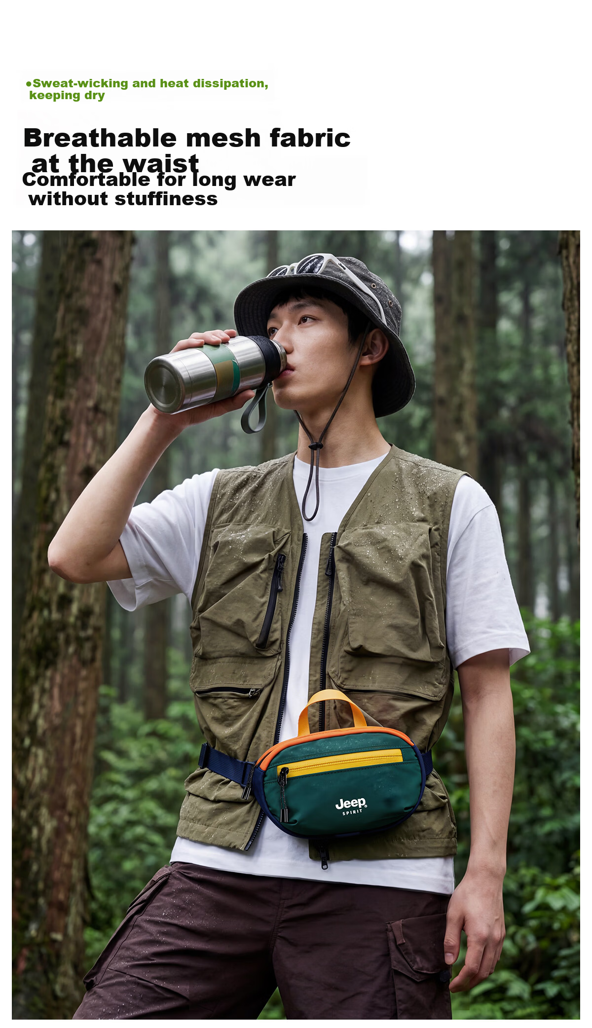 JEEP SPIRIT Outdoor Lightweight Chest Bag Men Outdoor Cycling Crossbody Bag Women Single Shoulder Sports Waist Bag Casual Small Phone Commuter Bag 9