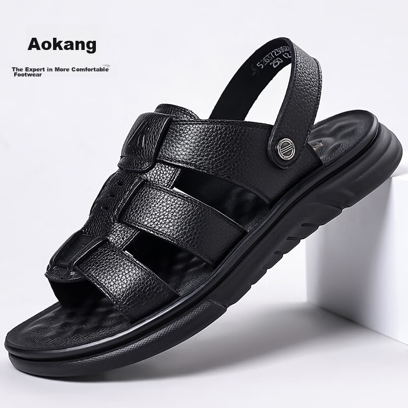 Aokang Summer Men's Casual Beach Sandals Black Size 38