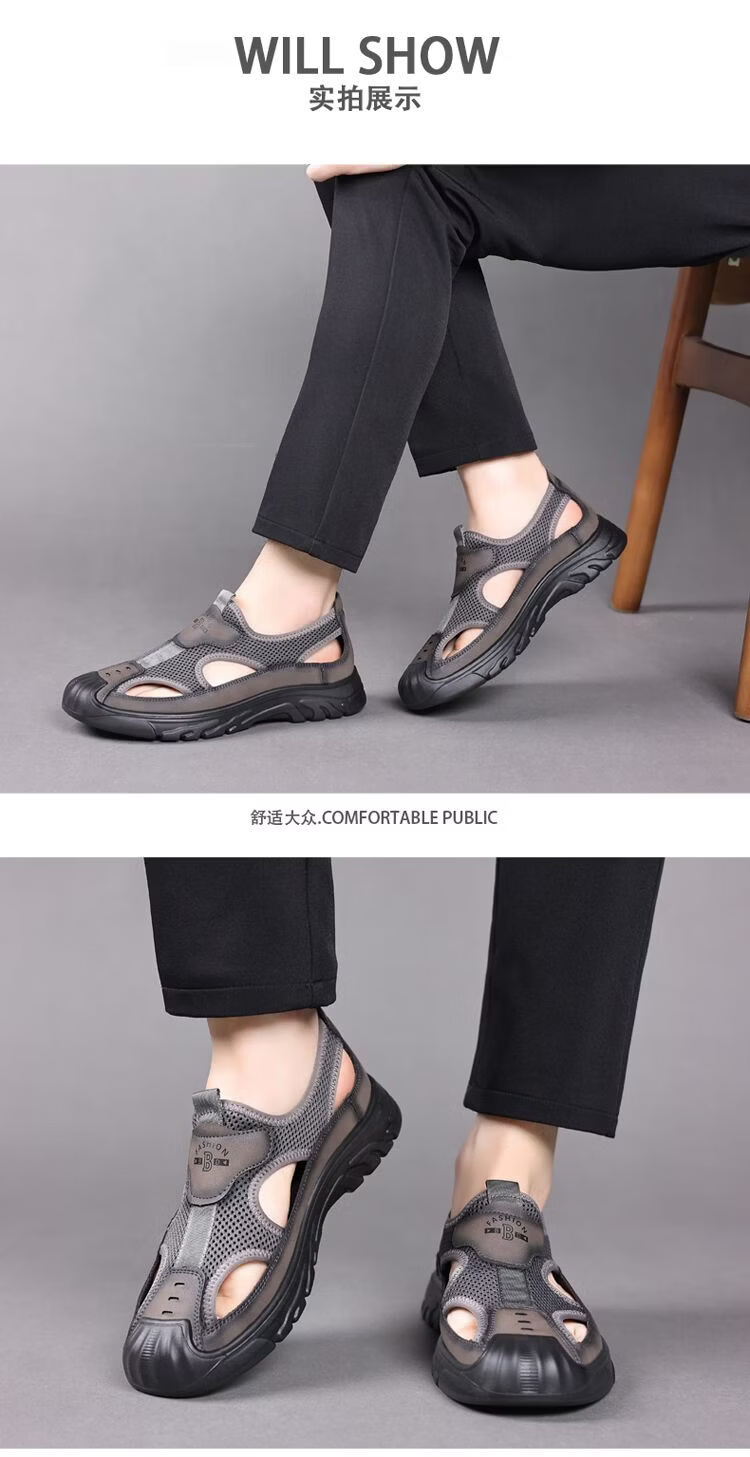 Jingzhenlianggong New Casual Sandals High-Quality Ultra-Soft Men's Breathable Sandals Wear-Resistant Non-Slip Dark Brown [Water-Resistant] Size 41 14