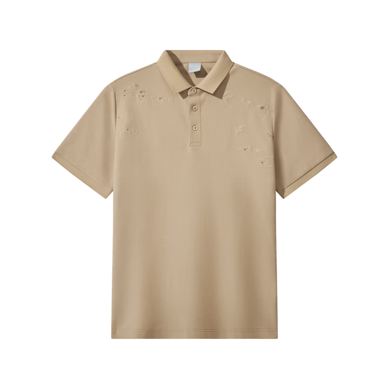 CABBEEN 200G Sorona Cooling Pique Polo Shirt Breathable Honeycomb Texture Plum Blossom Embroidery Summer 2026 Short Sleeve Polo