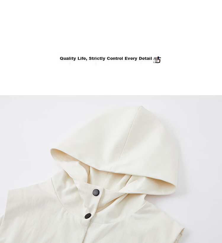 Demana Modern Urban Spring Luxury Sleeveless Hooded Vest Loose Slimming Concealing Jacket for Women High-End Feel 14
