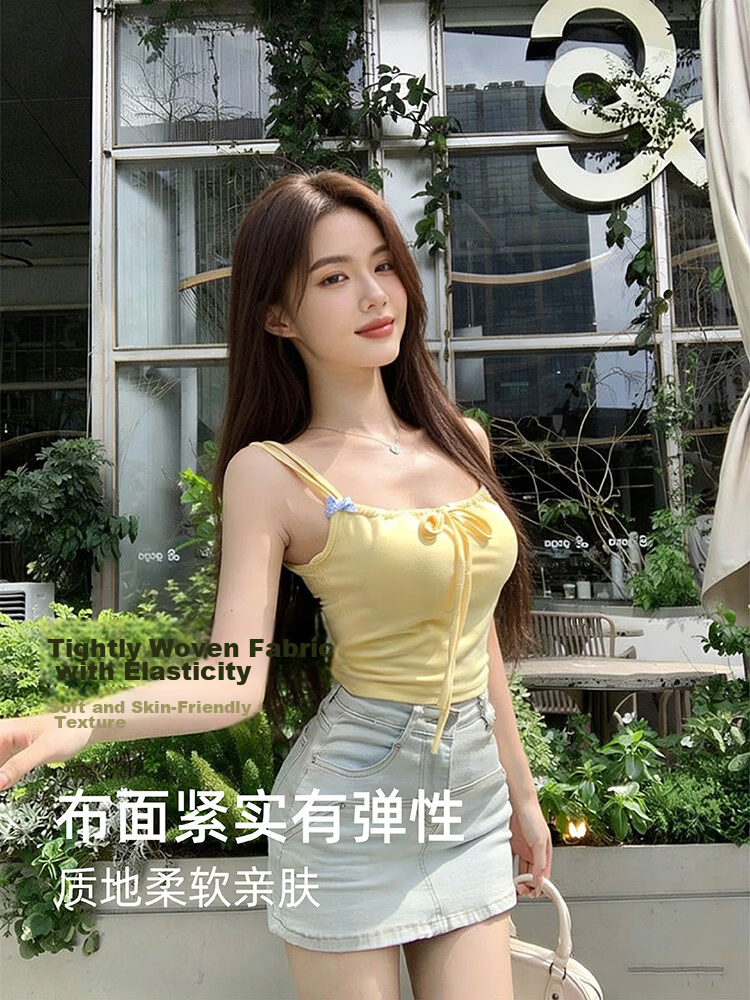 9i9 Strap Sun-Kissed Tie Vest Pure Desire Slim Fit Sexy Sweet Sleeveless Top White S45 9