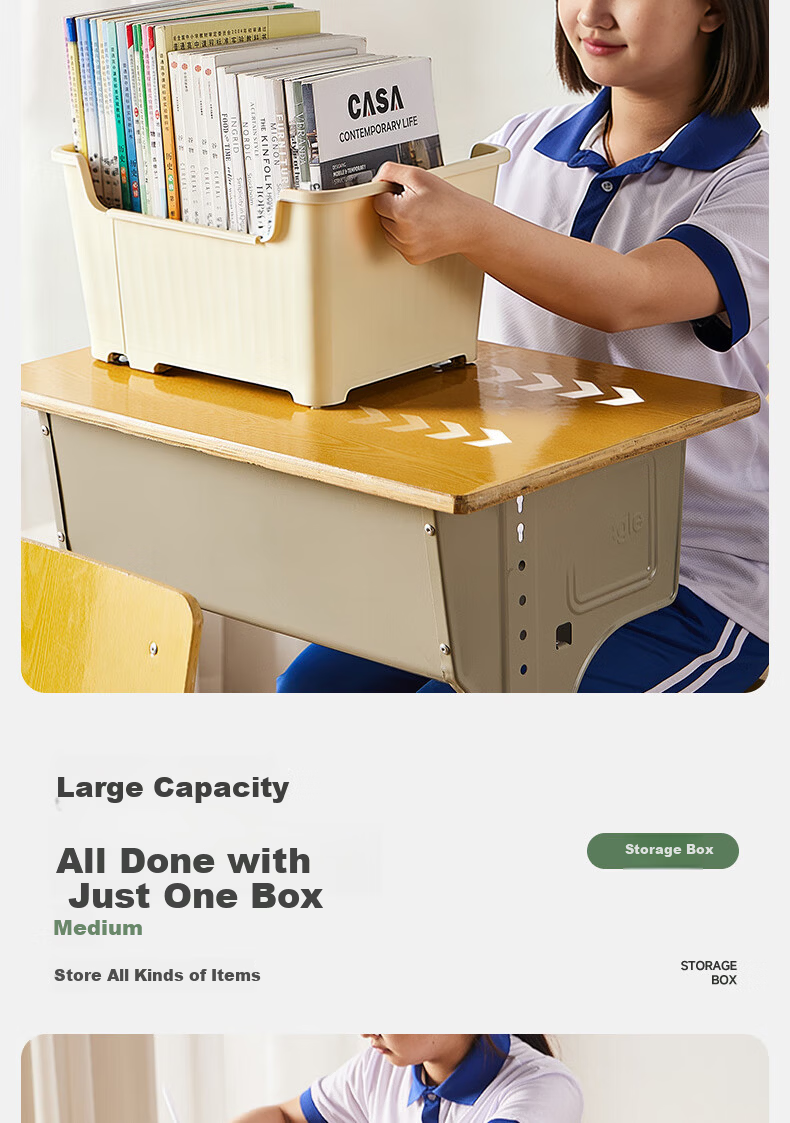 Kousu Student Book Storage Box Expandable Under-Desk Bookshelf with Wheels Mobile Organizer Rack for Middle and High School 4