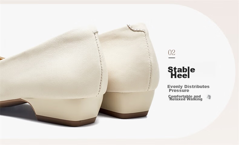 Eierkang Low-Cut Single Shoes Comfortable Women's Commuting Work Shoes Mom Leather Shoes 27566W Black 39 13