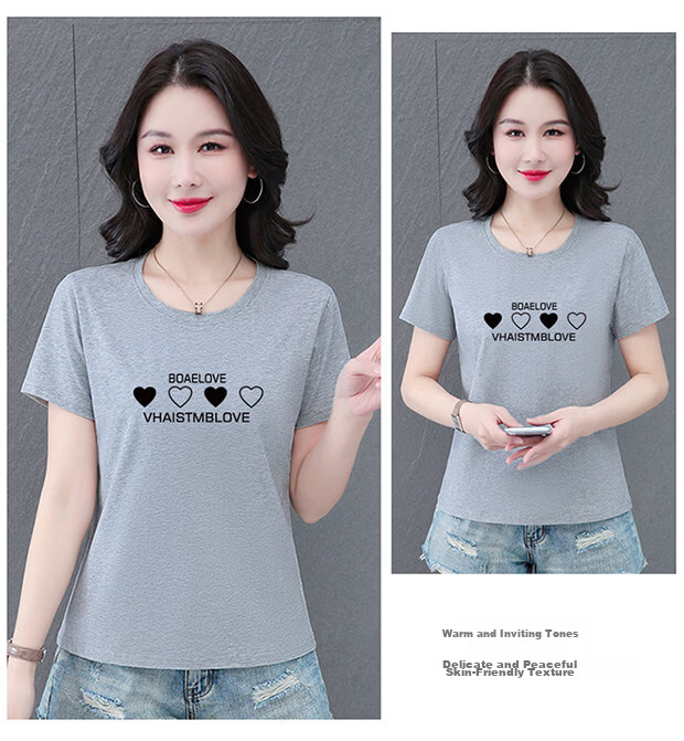 AEMAPE Good Cotton Short Sleeve T-Shirt Women Summer 2026 New Middle-aged Mom Mother's Day Casual Stylish Loose Fit Top 13