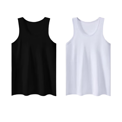 Borui Men's Vest Spring Summer Pure Cotton Youth Sports Sleeveless Middle-aged and Elderly Loose Fit Cotton Undershirt 2 Pieces