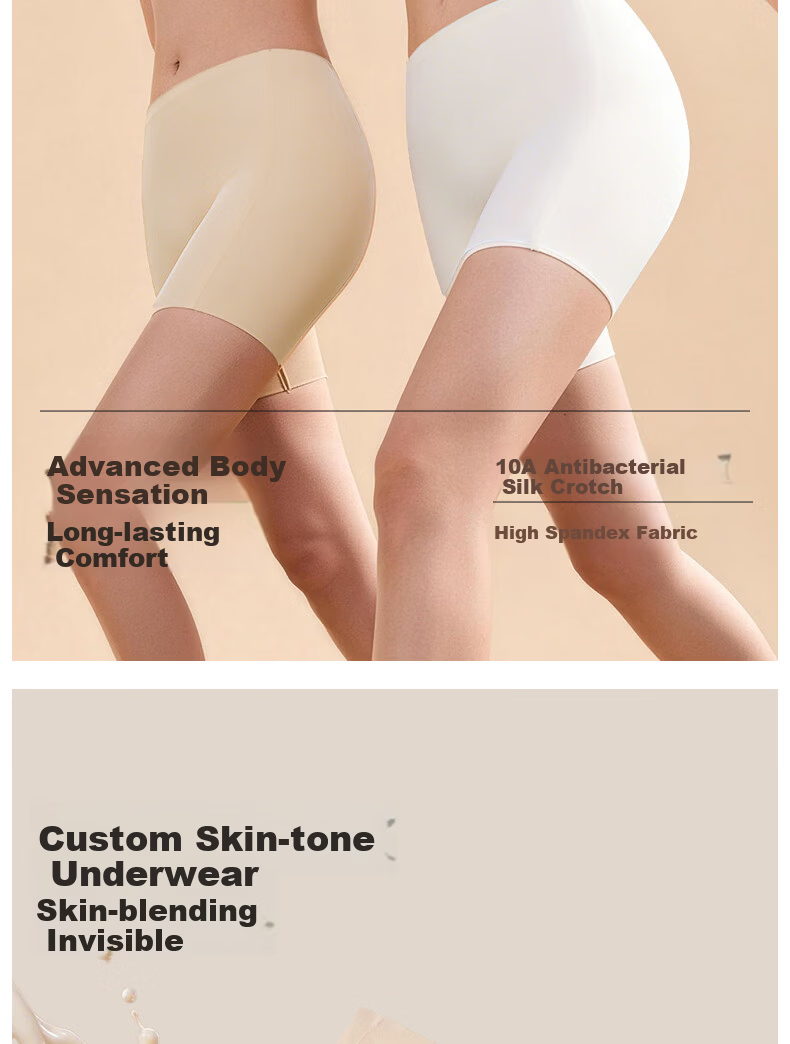 Neixiaoban 2-Pack Safety Shorts Anti-Exposure Seamless Cotton Antibacterial Crotch Two-in-One Boxer Briefs Ice Silk Leggings M 3