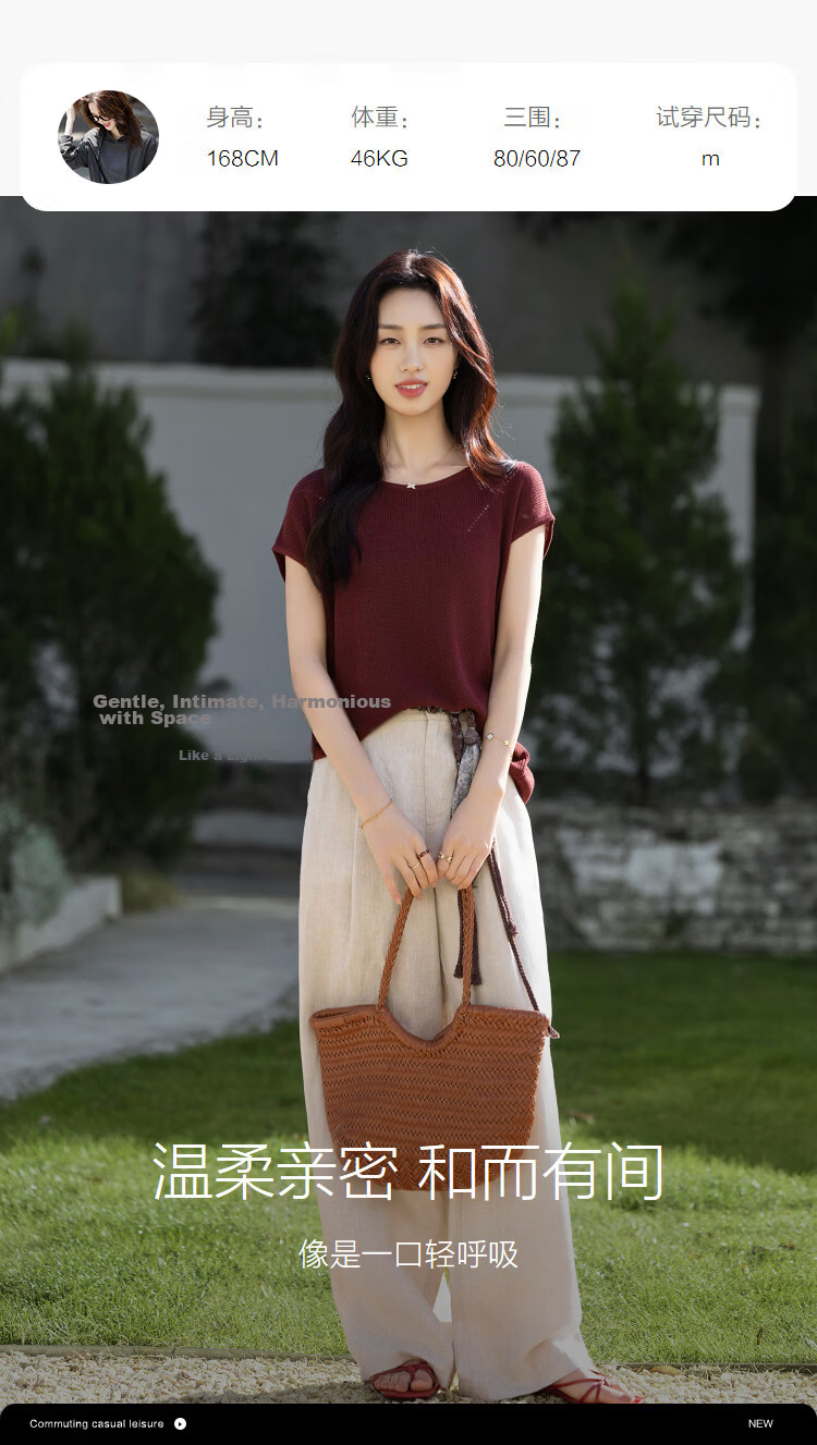 Demana [With Linen Lyocell] Summer Minimalist Round Neck Raglan Short Sleeve Buttoned Slim Knit Top for Women Premium Feel 16