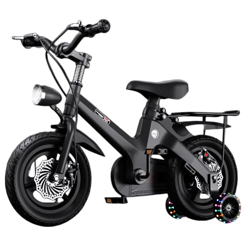 361° Kids Bicycle 16-inch Black with Dual Disc Brakes, Training Wheels for Boys and Girls Ages 3-8