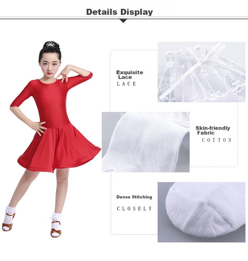 Aiwu Ge Children's Latin Dance Competition Socks Girls White Lace Trim Socks Modern Dance Socks Grading Short Socks Size S 4