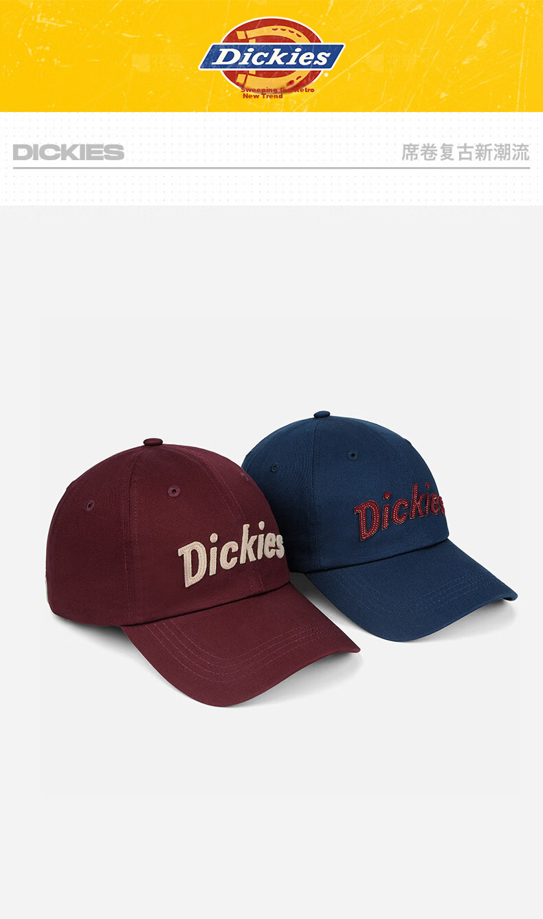 Dickies Vintage Baseball Cap Men's Soft Top Trendy Slim Face Duckbill Hat Women's American Casual Couple Hat Navy Blue 1