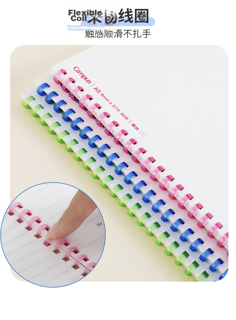 KOKUYO B5 40-Page 8mm Ruled GY TOON Cloud White Series Soft Spiral Student Notebook Office Memo White Green 1-Pack CGT-SRB542WG 5