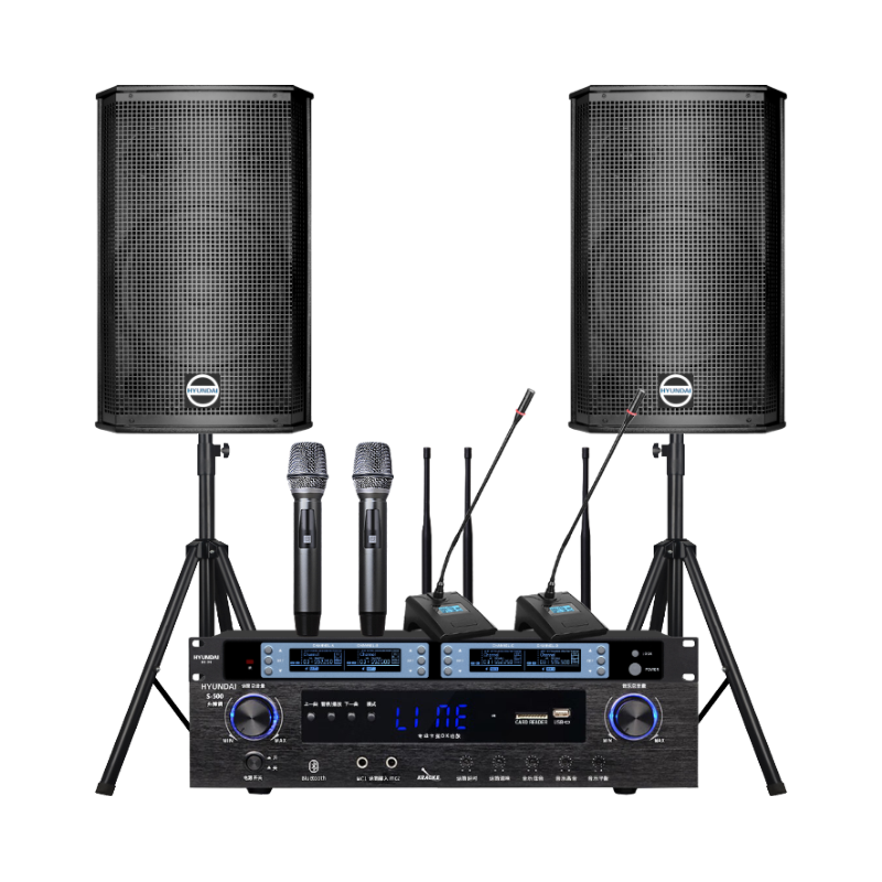 HYUNDAI BK10 Professional Small to Medium-Sized Conference Room Audio System, Wall-Mounted Speakers, Bluetooth Amplifier, Wireless Microphone Combination for Teaching, Training, And Shop Systems Equipment