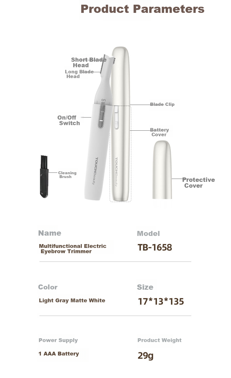 TOUCHBeauty Dual-Head Electric Eyebrow Trimmer Safe Eyebrow Shaver for Men and Women 14