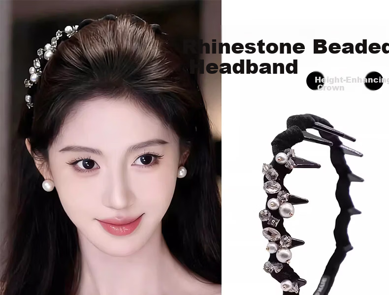 Idair Crystal Wave Headband Women's Niche Design Pearl Hairband Versatile Non-Slip Teeth Hair Clip Birthday Gift for Girlfriend 1