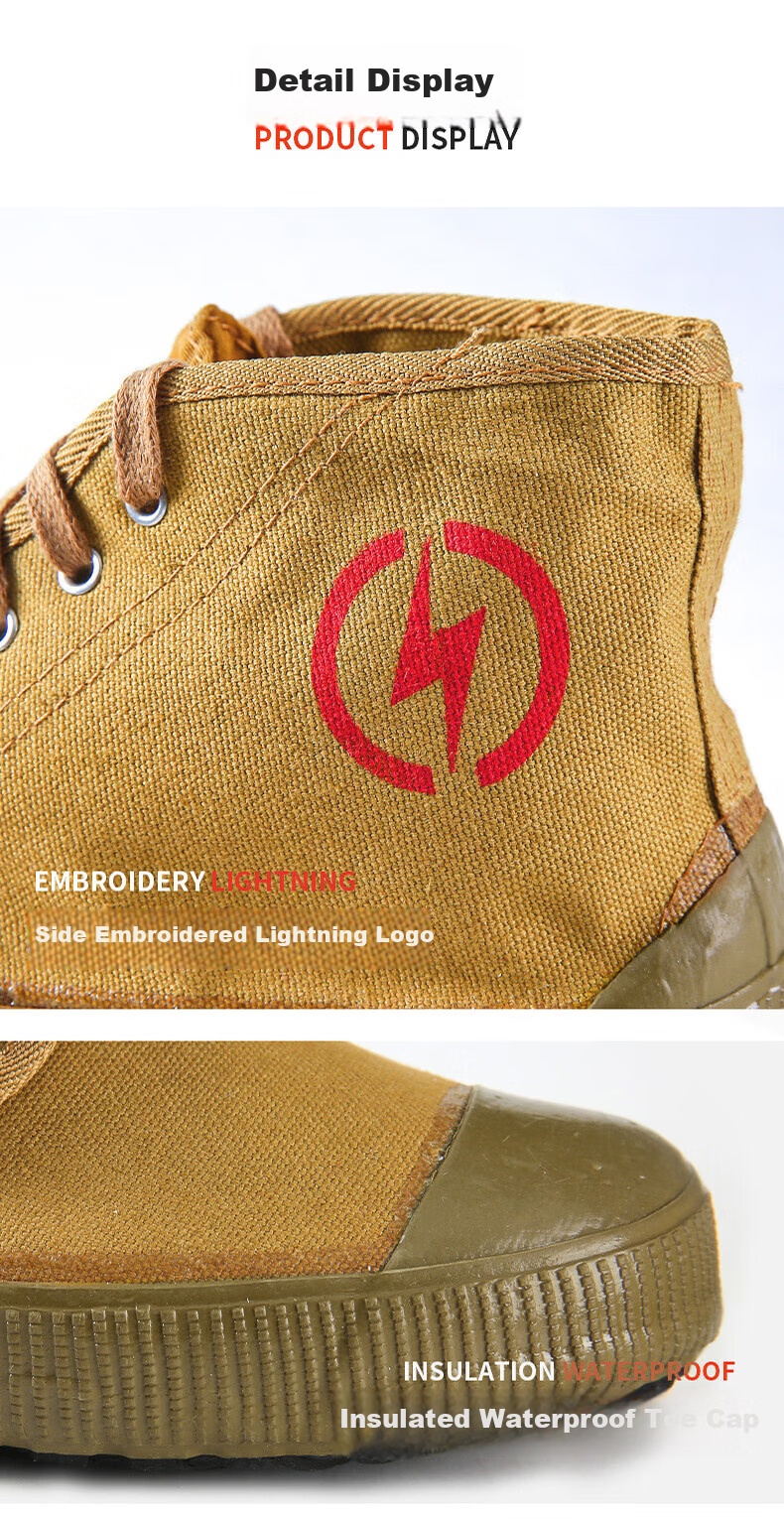 Lido According to Chen 5KV Electrical Insulation Shoes Labor Protection Canvas Breathable High-top Unisex High Voltage Yellow Rubber Work Shoes Customizable 7