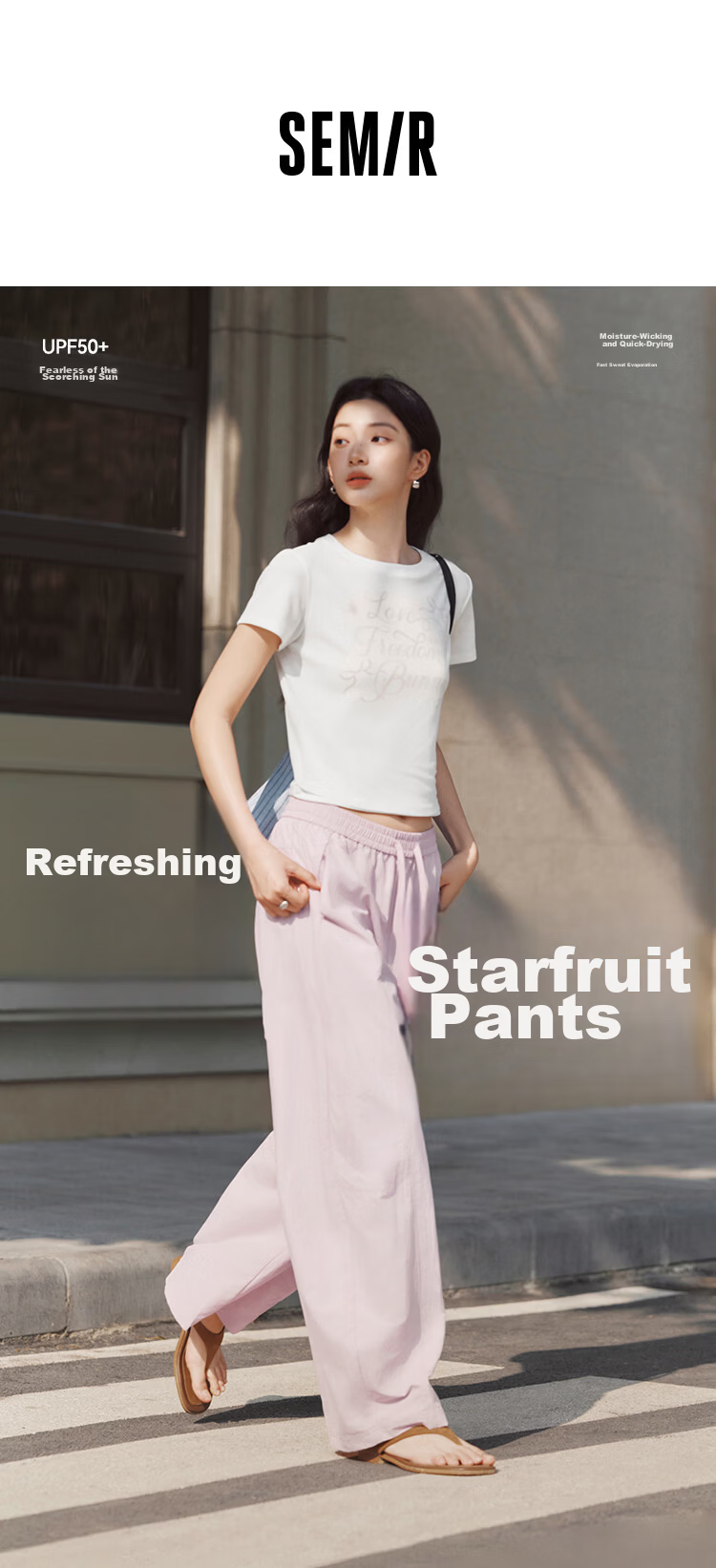 Semir Women's Casual Summer Sun-Protective Moisture-Wicking Textured Panel Loose Wide-Leg Pants 2026 Long Trousers 109326127012 2
