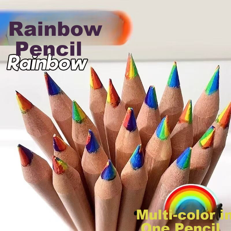 Shushan Rainbow Pencil Multi-Color Marker Pen Colorful Rainbow Pencil Colored Pencil Ins Style Journal Pen DIY Multi-Color All-in-One Drawing Natural Wood Rainbow Core Pencils 10-Pack 2